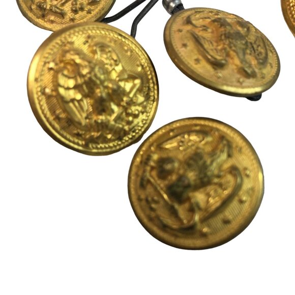 Waterbury Military Uniform Brass Buttons WWII Era Lot 7 Pieces Vintage u - Picture 2 of 8